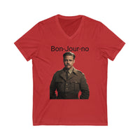 Load image into Gallery viewer, "Bon-Jour-No" Jest In Bad Taste original (Unisex V-neck Tee)
