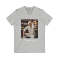 Load image into Gallery viewer, "Arrive-dorky" Jest In Bad Taste original (Unisex V-Neck Tee)
