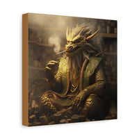 Load image into Gallery viewer, Dragon smoking a cigar on pile of gold (Matte Canvas)
