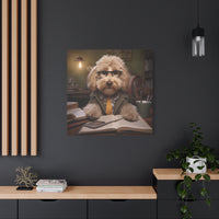 Load image into Gallery viewer, Professor "oodel" finalizing his second Dogtoral [Doctoral] on the psychology of getting more treats  (Matte Canvas)
