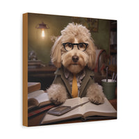 Load image into Gallery viewer, Professor "oodel" finalizing his second Dogtoral [Doctoral] on the psychology of getting more treats  (Matte Canvas)

