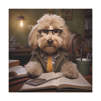 Load image into Gallery viewer, Professor "oodel" finalizing his second Dogtoral [Doctoral] on the psychology of getting more treats  (Matte Canvas)
